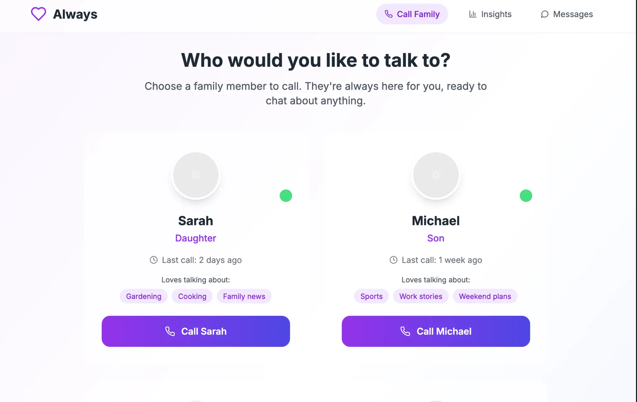 Messages page